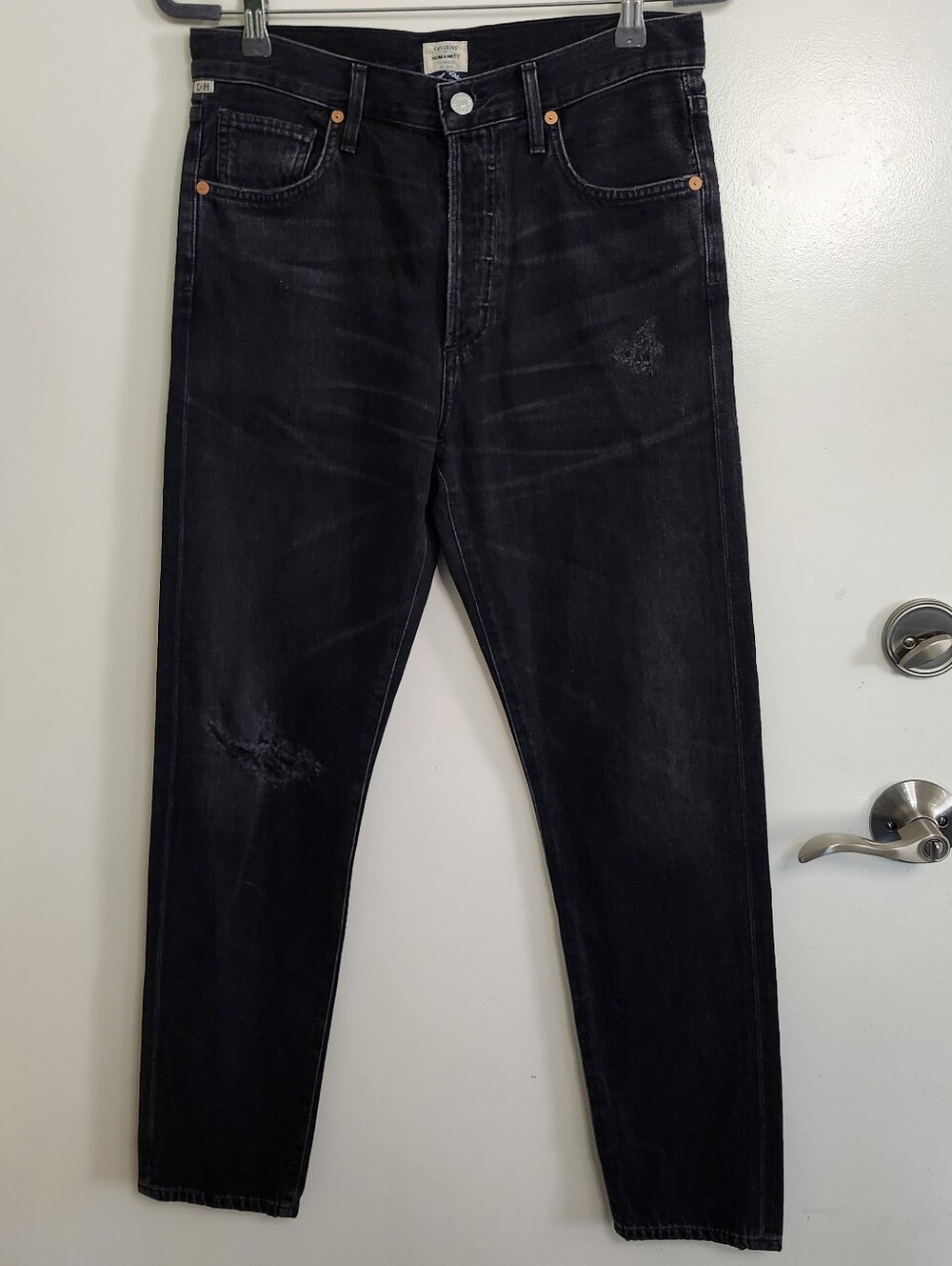 Citizens of Humanity Liya Black Jeans 27 High Rise Crop 90s Grunge Distressed